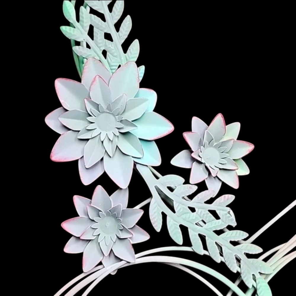 Hobby Lobby Pastel Green & Blue Succulents 3 Heart Wall Decor New with Tags